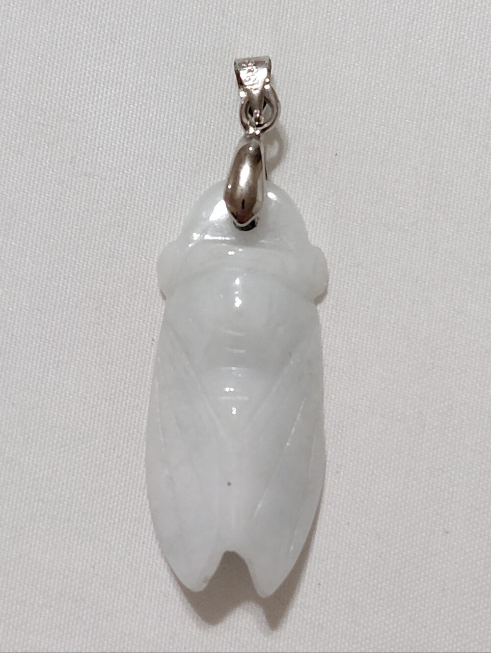 18K Gold Plate White Jadeite Pendant Cicada